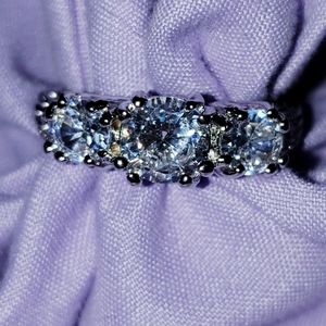 3 stone White Topaz band .925 SS Branded